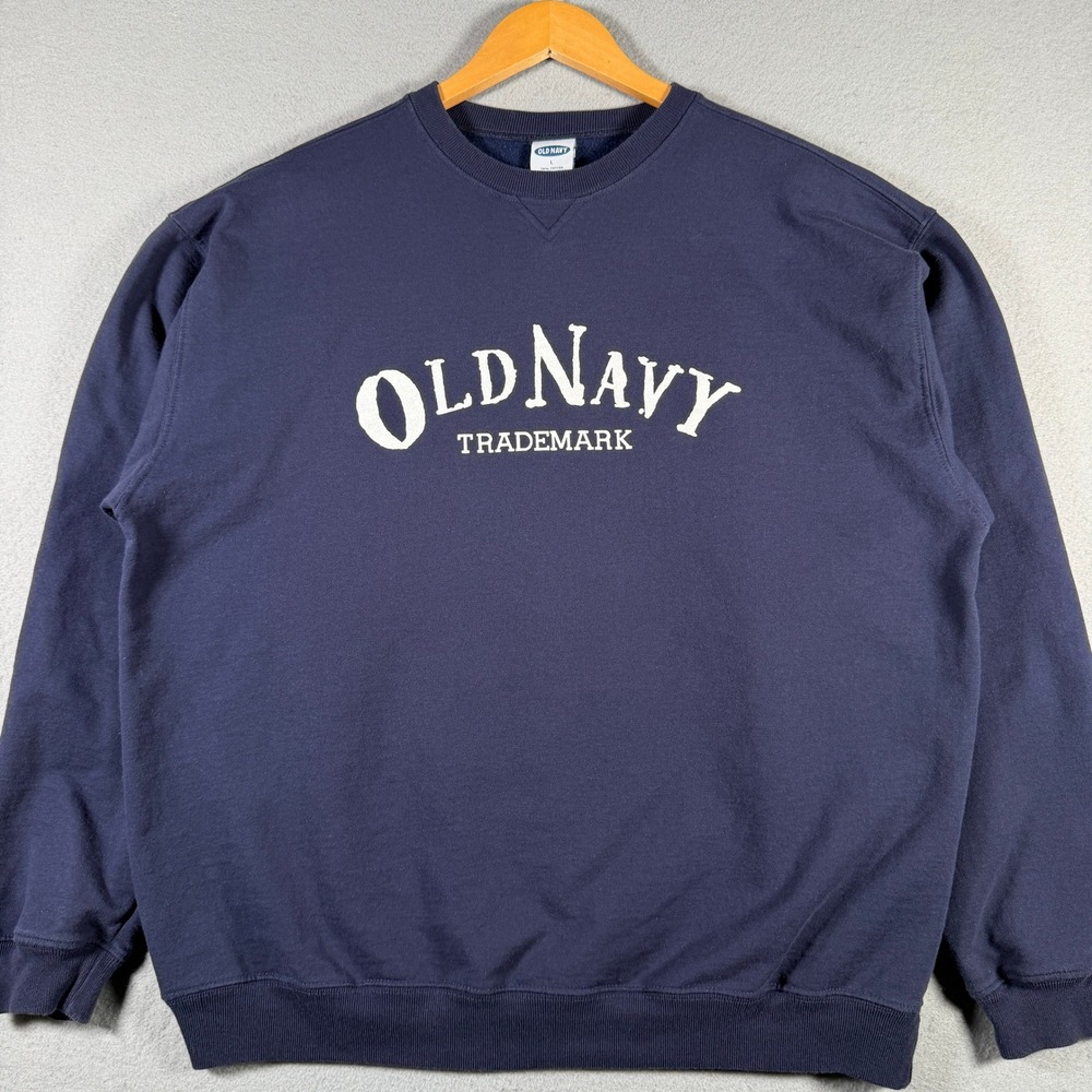 Vintage Old Navy Trademark Navy Blue Graphic Crewneck Sweatshirt Mens Large